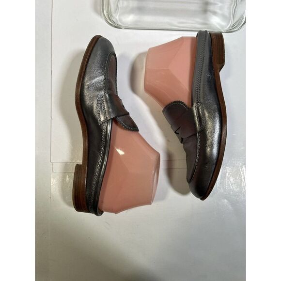 AGL Attilio Giusti Leombruni Silver Metallic Loafers Mules Shoes 37 EU 7 US - Picture 12 of 14